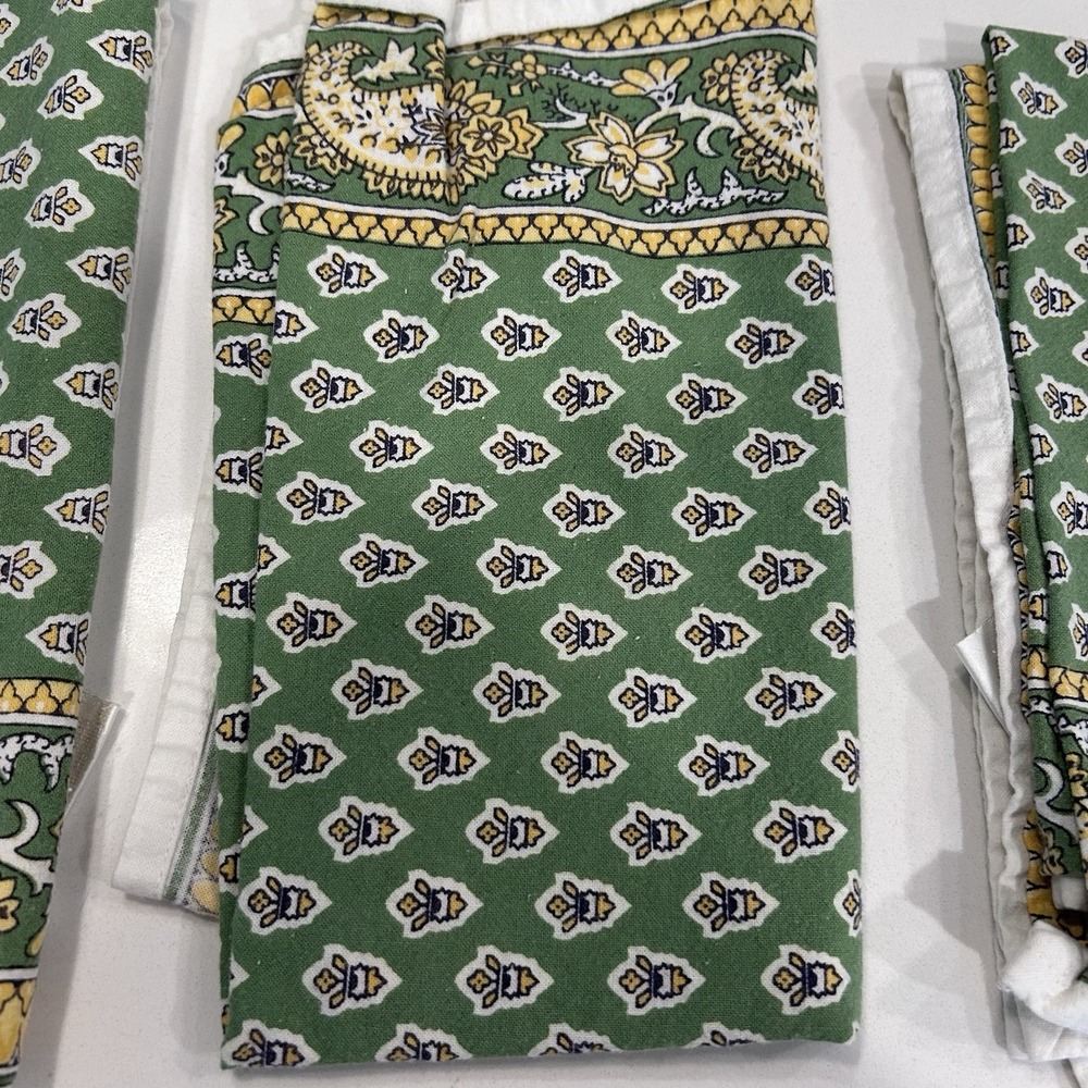 Williams Sonoma Set 6 Vintage Green Yellow French Country Cottage Napkins 19x17" - Picture 6 of 6